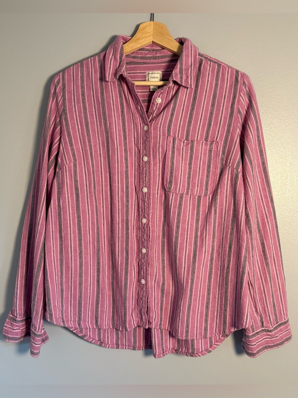Maeve Kate Linen Blend Classic Buttondown Shirt size Small